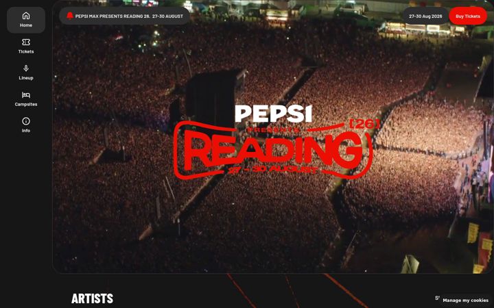 Screenshot ta' readingfestival.com