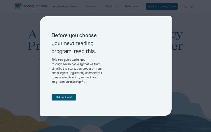 Screenshot of readinghorizons.com