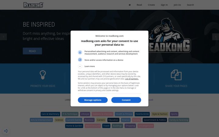 Screenshot of readkong.com