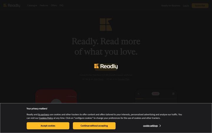 Captură de ecran a readly.co