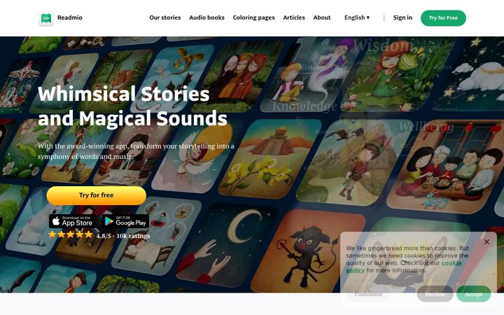Screenshot of readmio.com