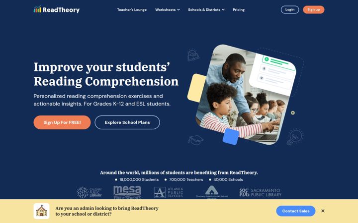 Screenshot of readtheory.org