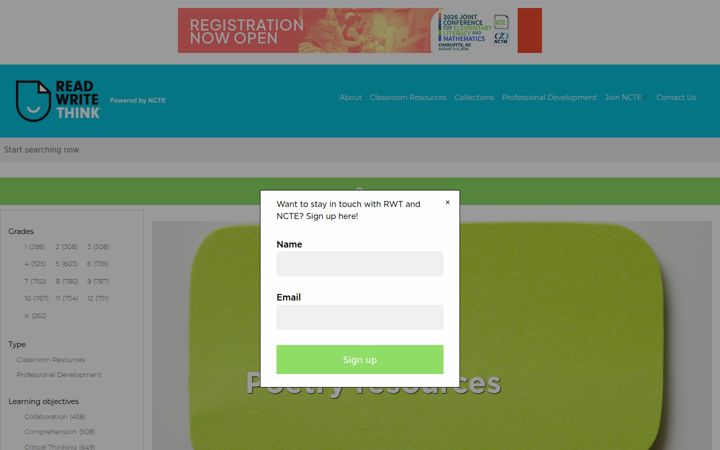 Screenshot di readwritethink.org