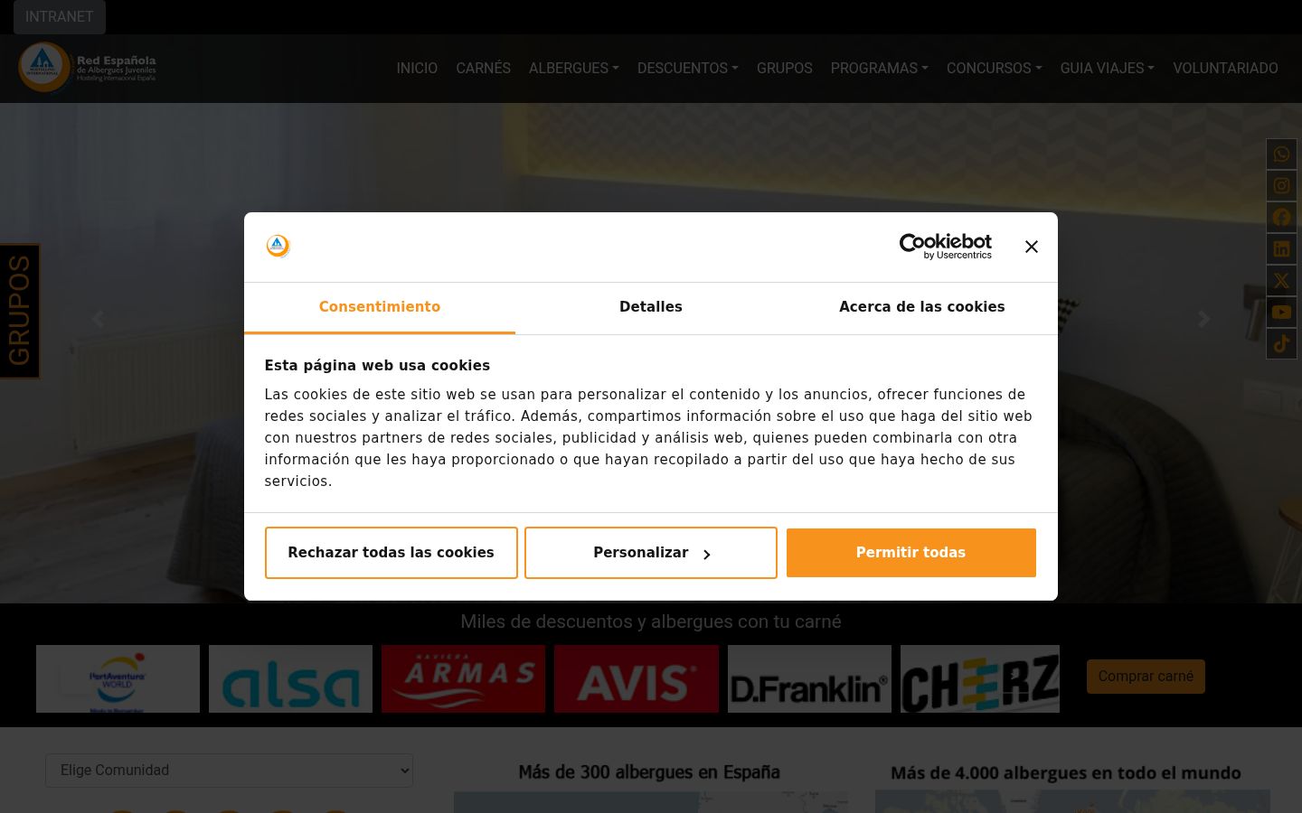 Capture d'écran de la bannière de consentement affichée avant toute interaction
