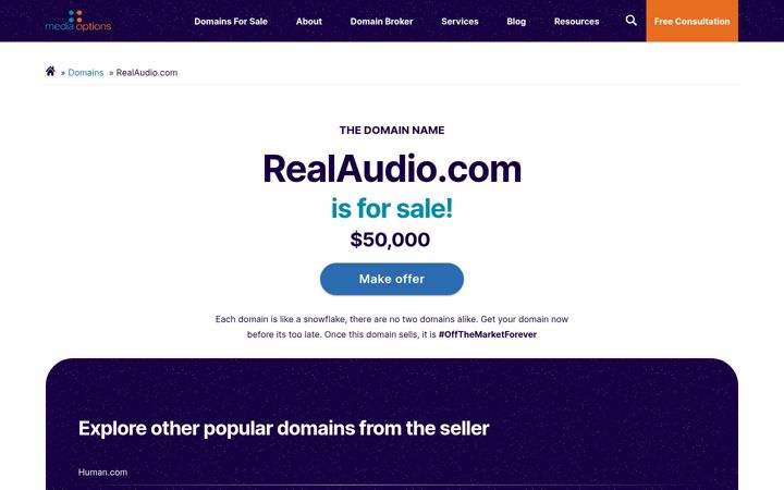 Screenshot of realaudio.com