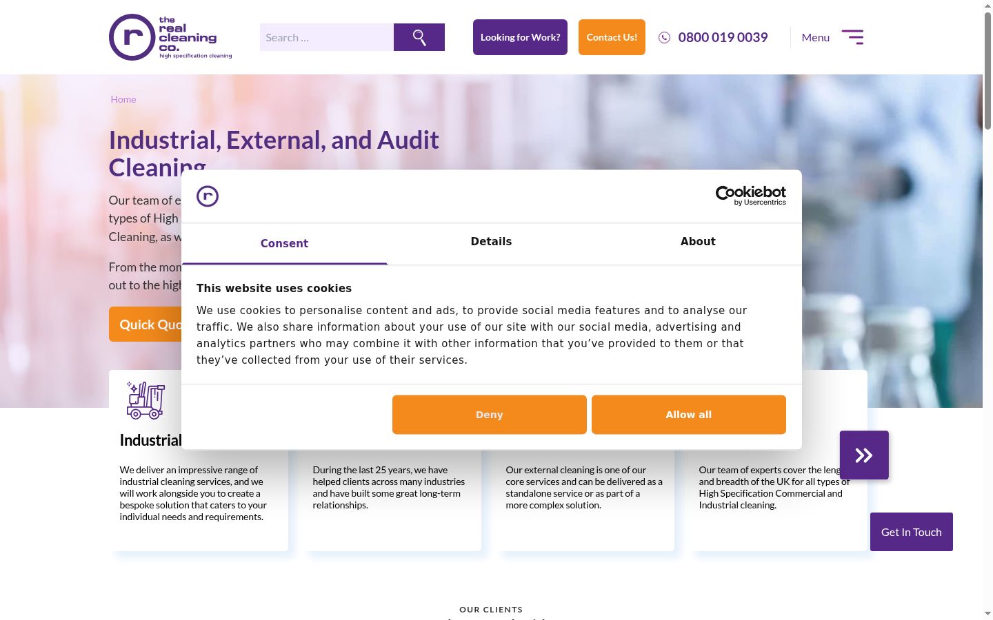Screenshot of the consent banner shown before any interaction