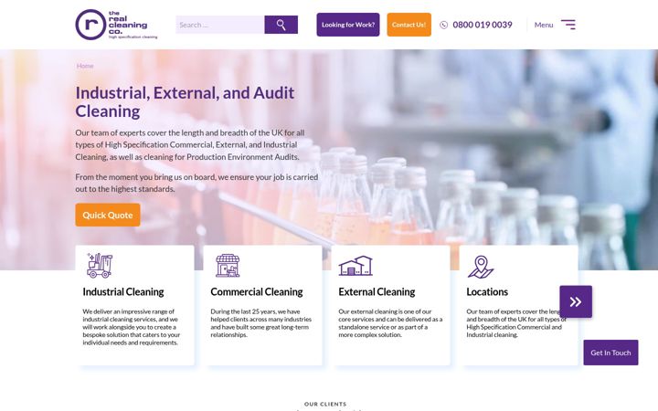 Screenshot of realcleaning.co.uk