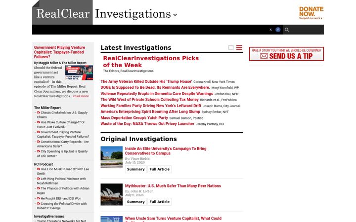 Screenshot of realclearinvestigations.com