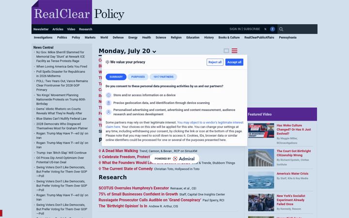 Screenshot of realclearpolicy.com
