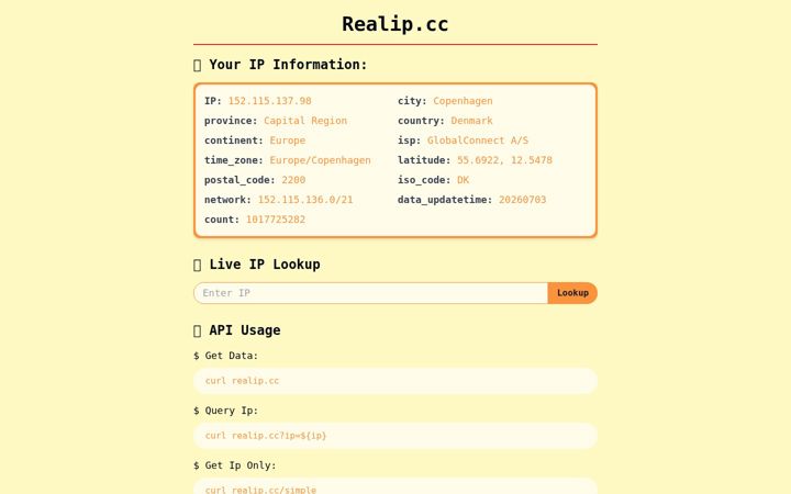 Screenshot of realip.cc