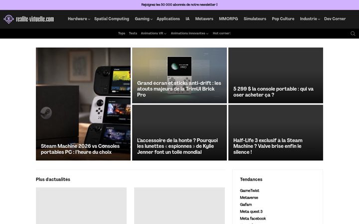 Captură de ecran a realite-virtuelle.com