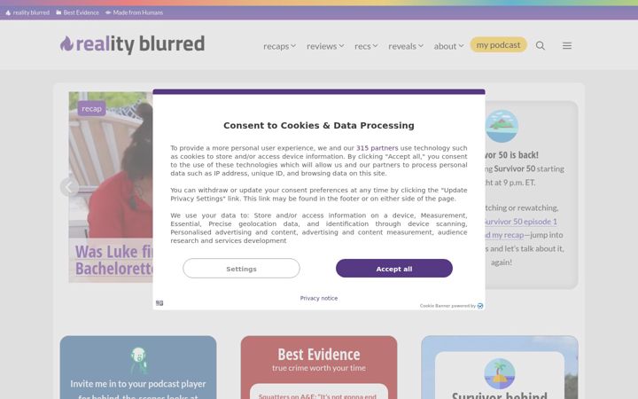 Screenshot of realityblurred.com