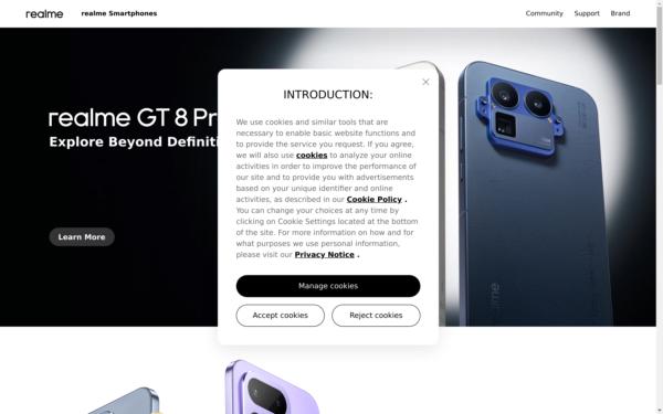 Screenshot of realme.com