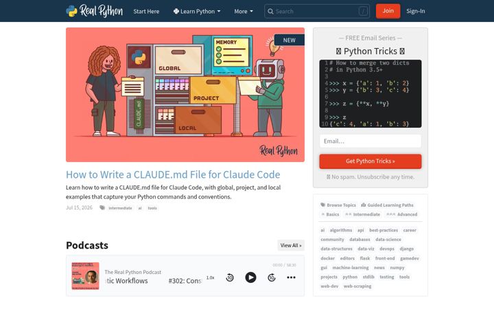 Ekraanipilt saidist realpython.com