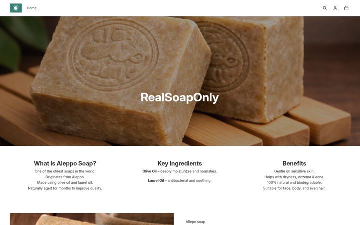 Captură de ecran a realsoaponly.com