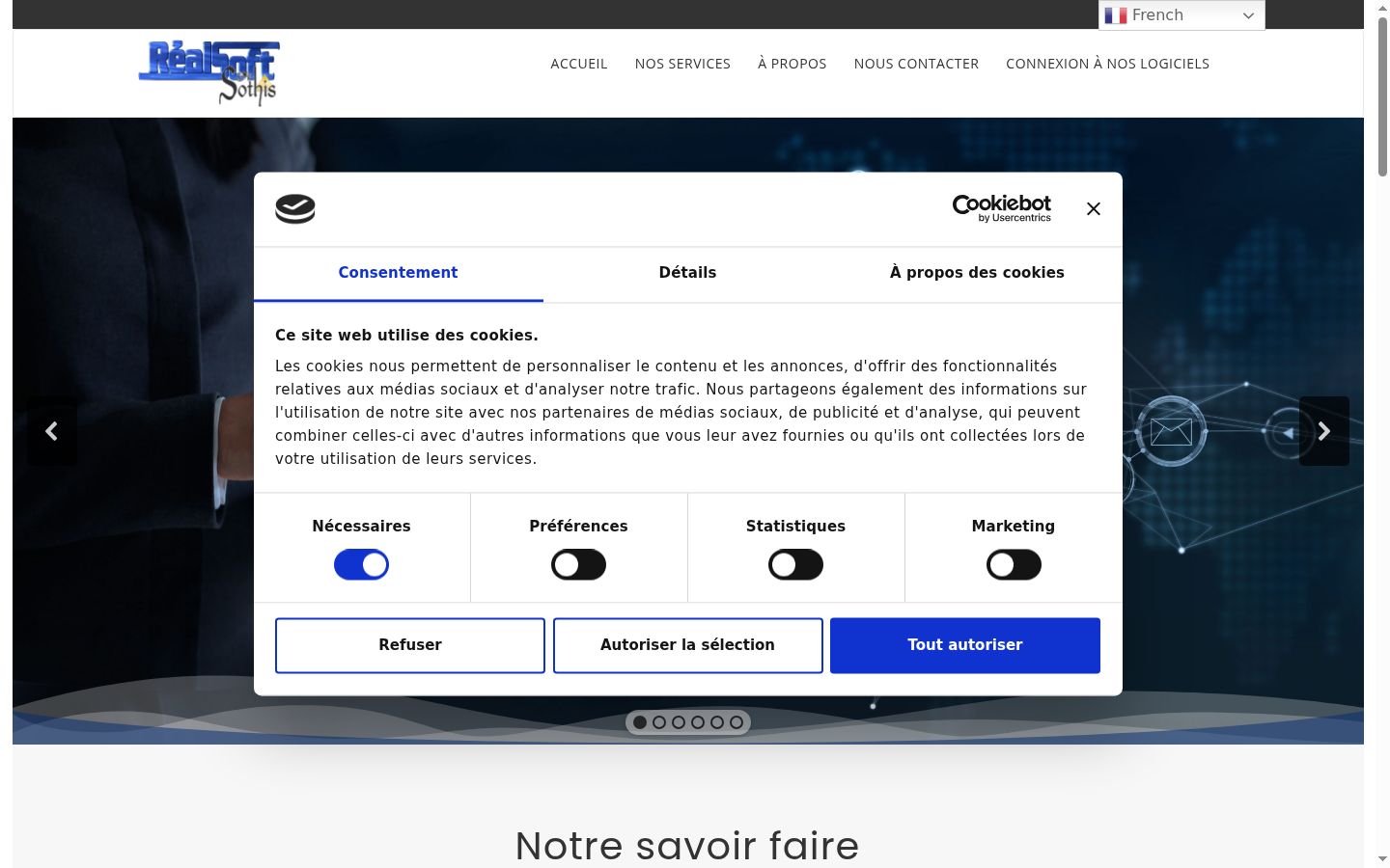 Screenshot of the consent banner shown before any interaction