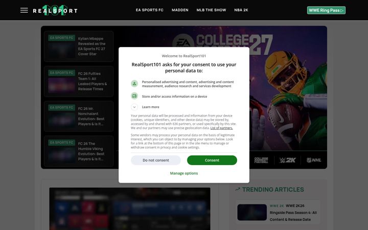 Screenshot of realsport101.com