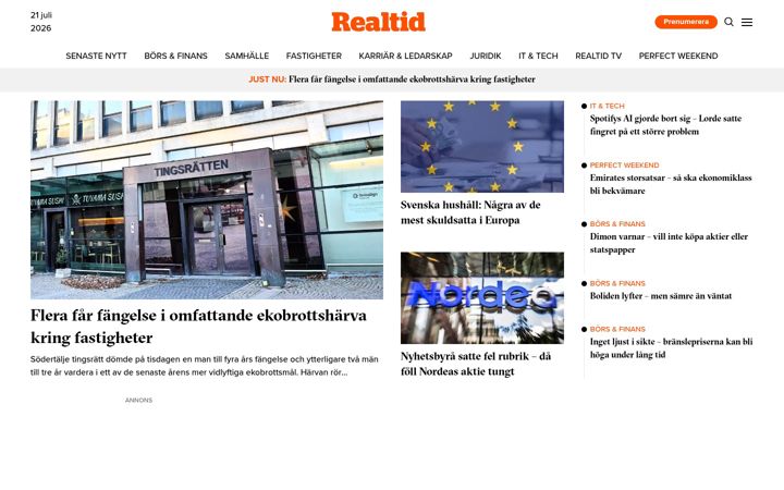 Snímek obrazovky realtid.se