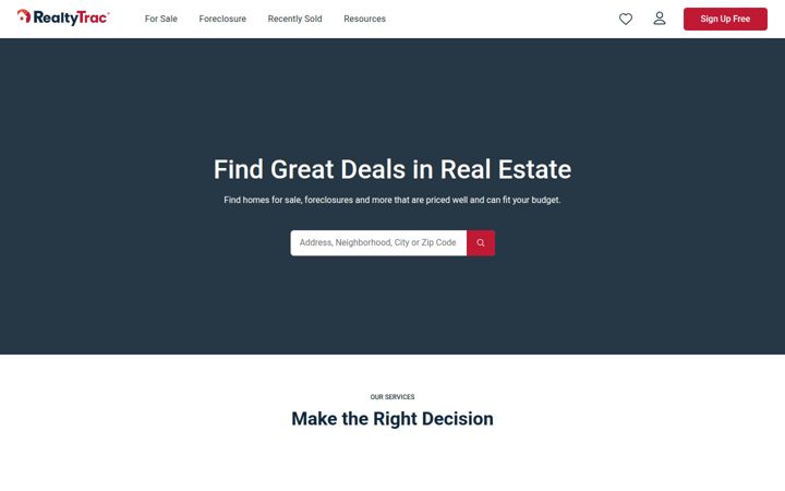 Skärmbild av realtytrac.com