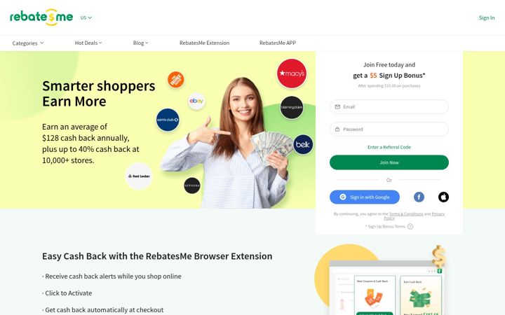 Screenshot of rebatesme.com