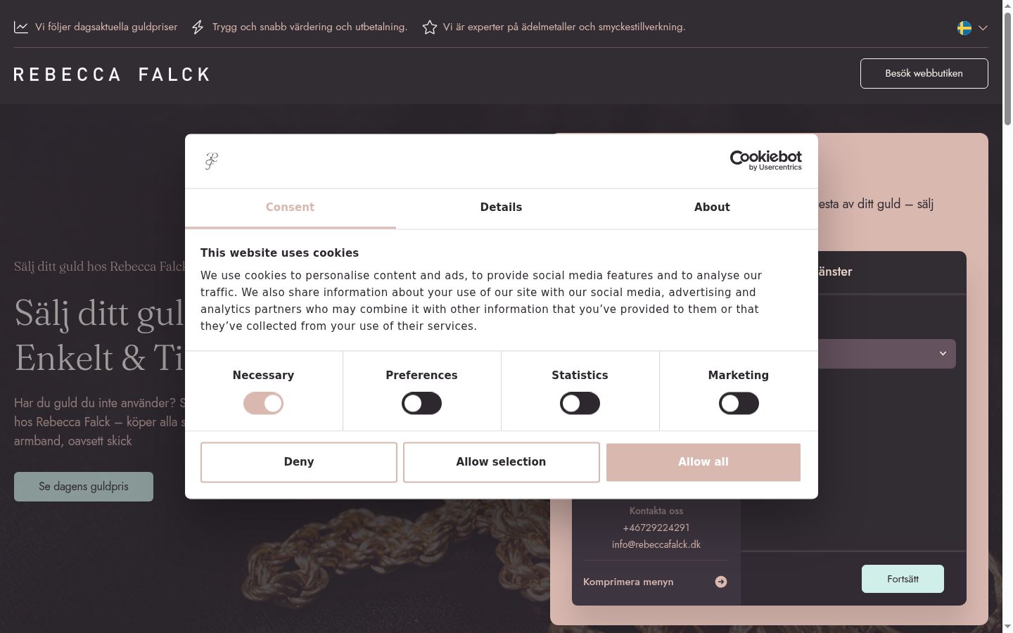 Screenshot of the consent banner shown before any interaction