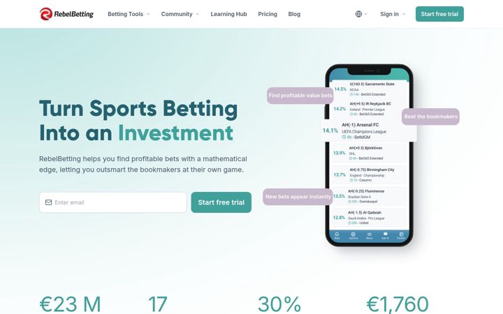 Screenshot of rebelbetting.com