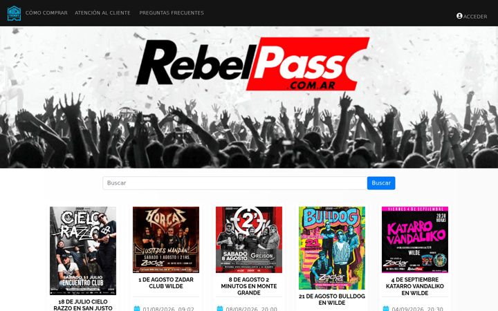 Screenshot of rebelpass.com.ar