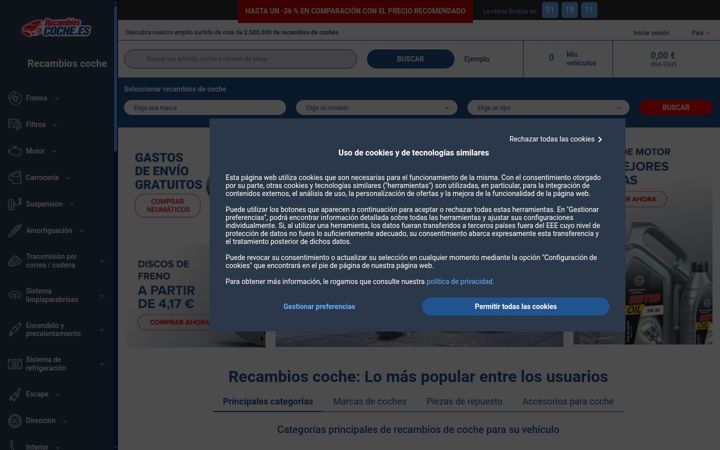 Screenshot of recambioscoche.es