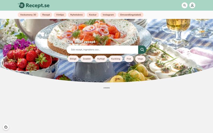 Screenshot of recept.se