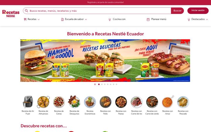 Screenshot of recetasnestle.com.ec