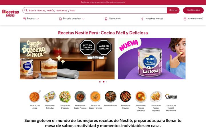 Snímek obrazovky recetasnestle.com.pe