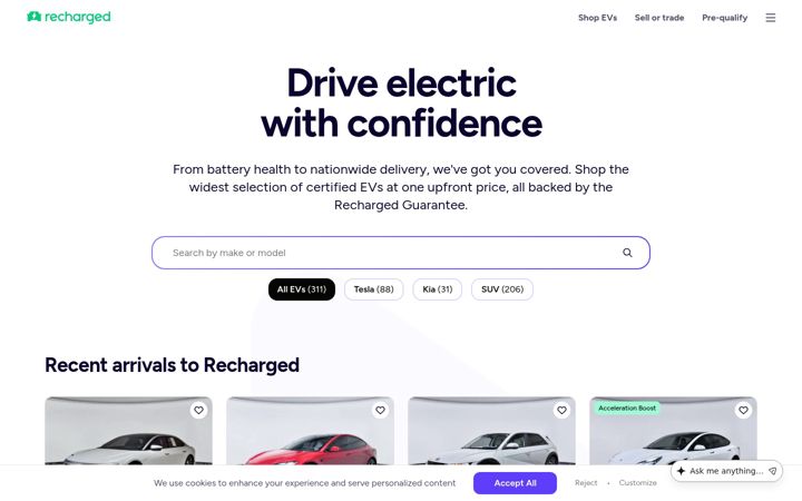 Screenshot of recharged.com