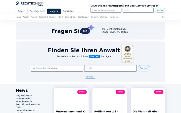Screenshot του rechtecheck.de