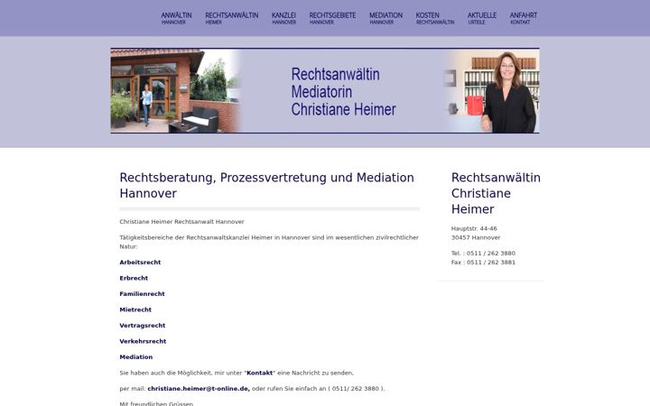 Screenshot of rechtsanwaeltin-heimer.de