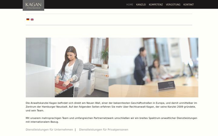 Екранна снимка на rechtsanwalt-kagan.de