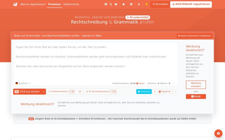 Screenshot of rechtschreibpruefung24.de