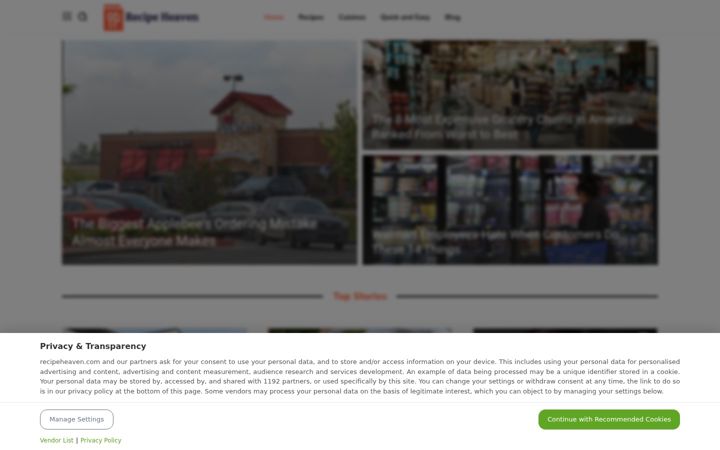 Screenshot of recipeheaven.com