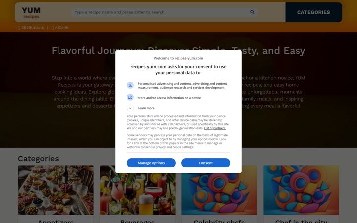 Screenshot of recipes-yum.com