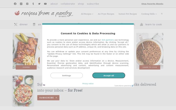 Screenshot of recipesfromapantry.com