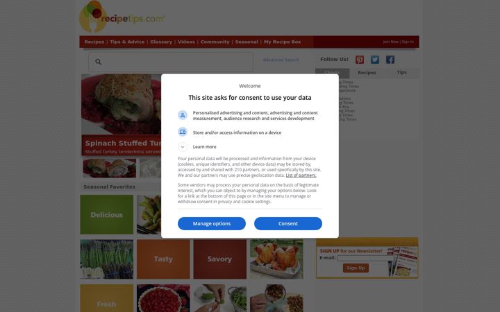 Screenshot of recipetips.com
