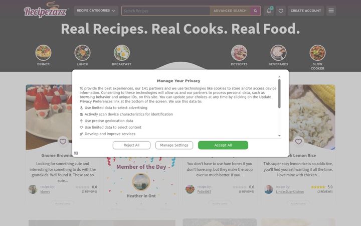 Snimka zaslona za recipezazz.com