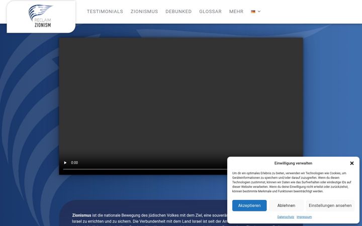 Screenshot of reclaim-zionism.de