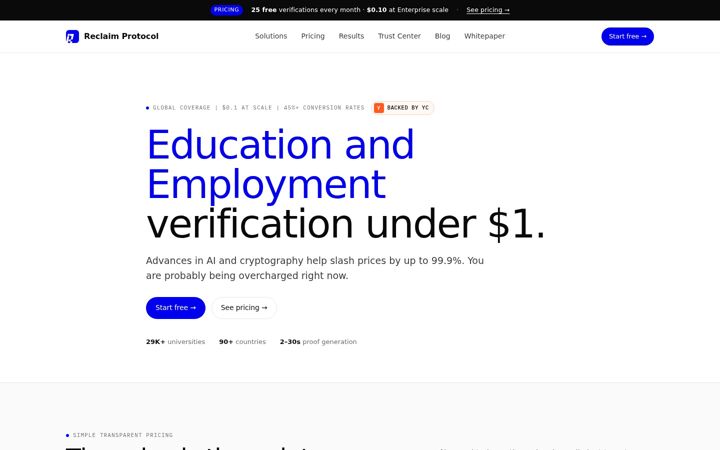 Screenshot of reclaimprotocol.org