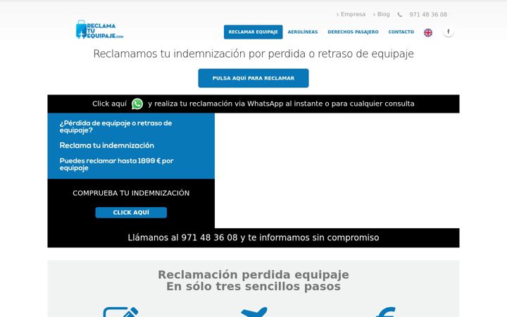 Ekrano kopija reclamatuequipaje.com
