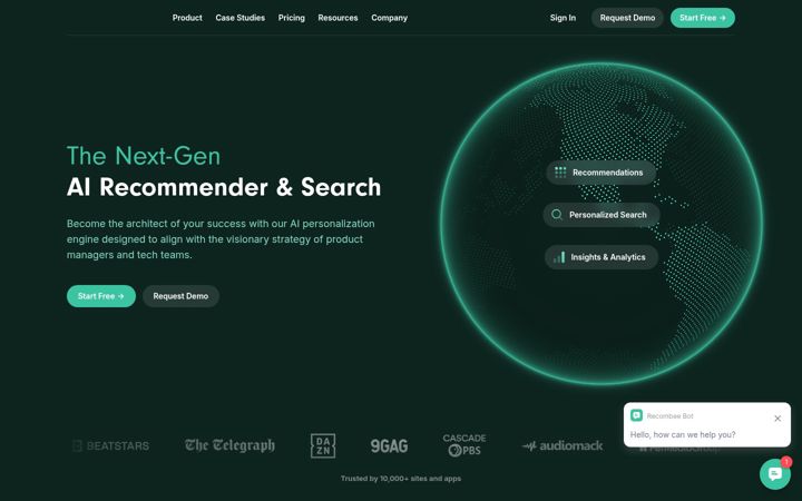 Screenshot van recombee.com