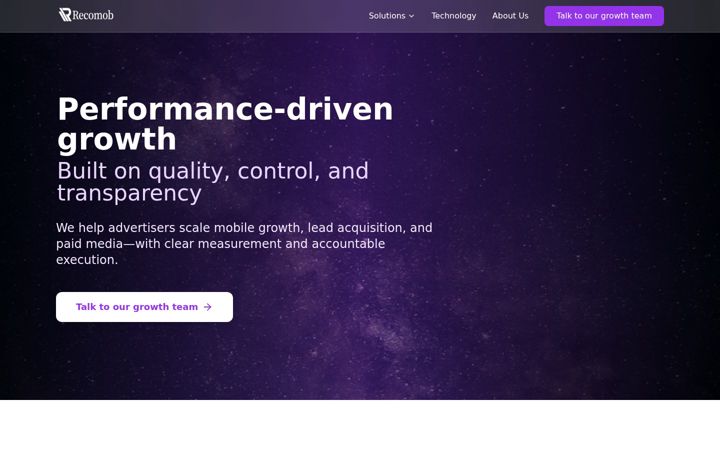 Screenshot of recomob.com
