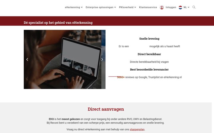 Screenshot ta' reconi.nl