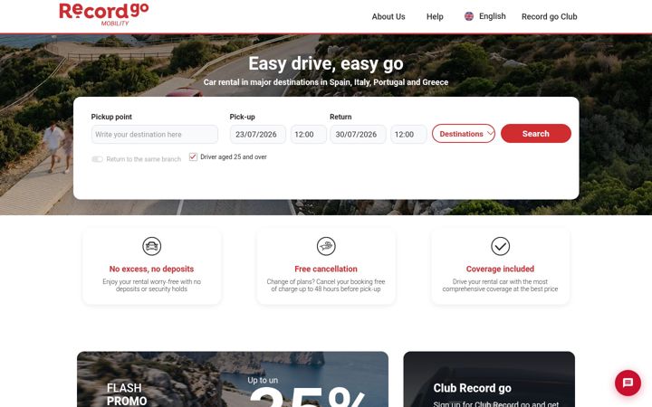 Screenshot of recordrentacar.com