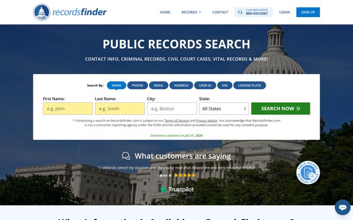 Zrzut ekranu recordsfinder.com
