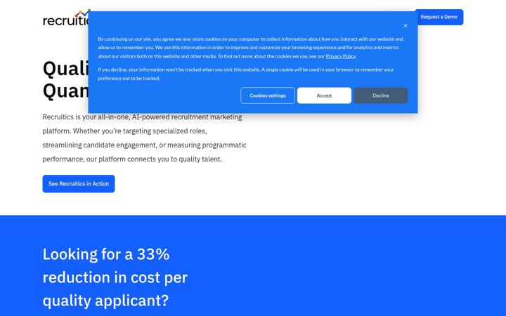 Screenshot stránky recruitics.com